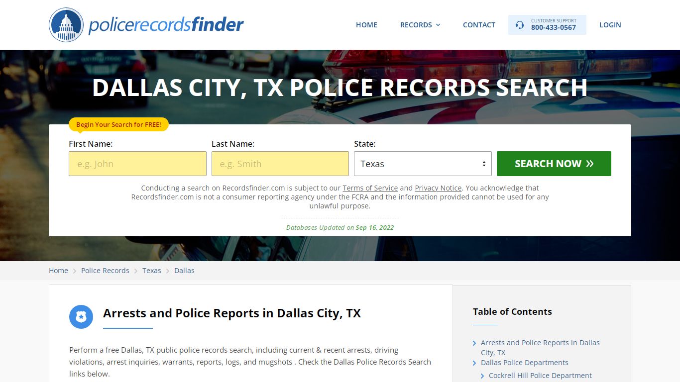 DALLAS CITY, TX POLICE RECORDS SEARCH - RecordsFinder