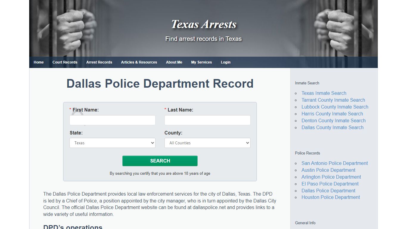 Dallas Police Department Record search - texasarrests.org