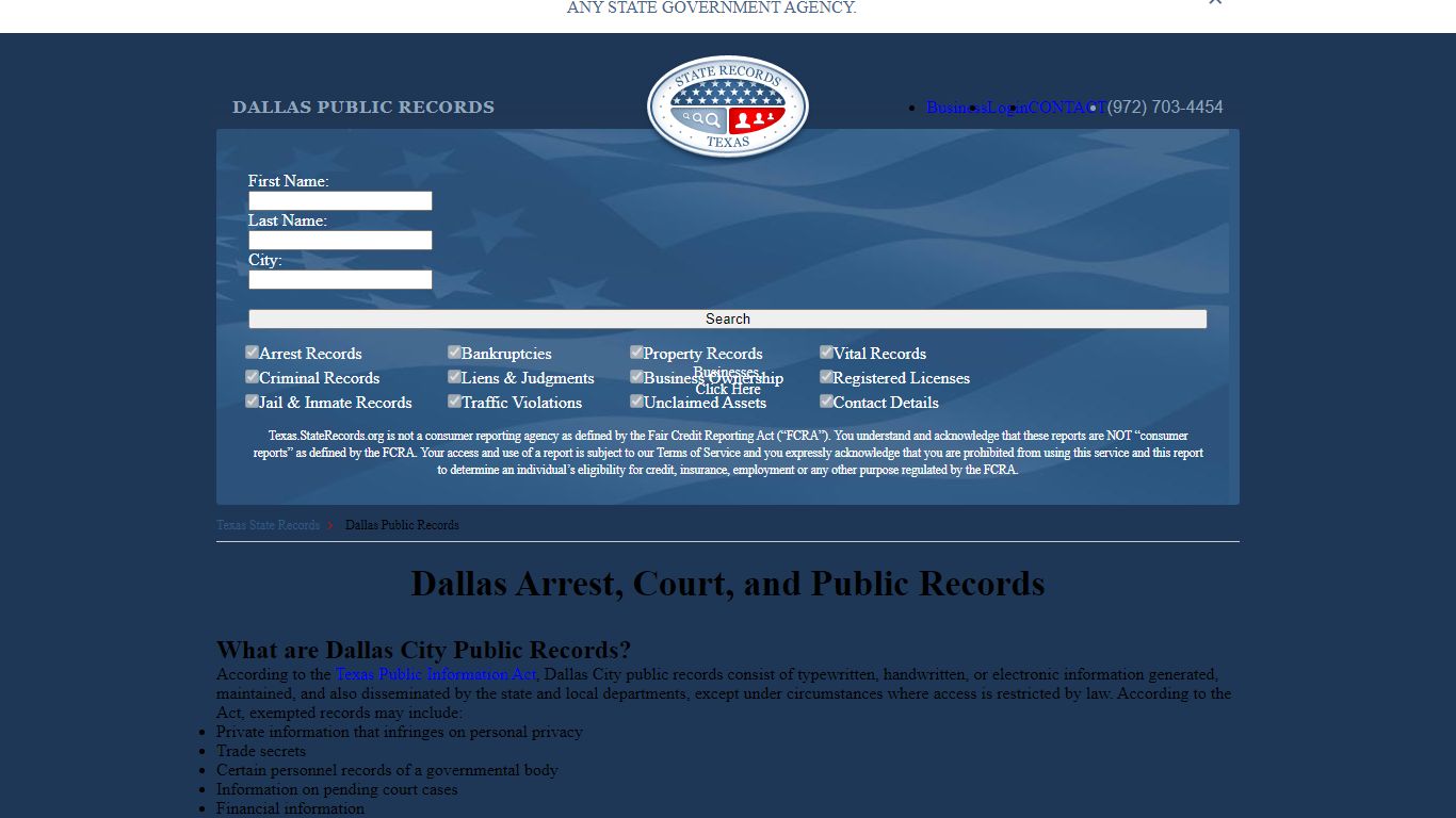 Dallas Arrest and Public Records | Texas.StateRecords.org